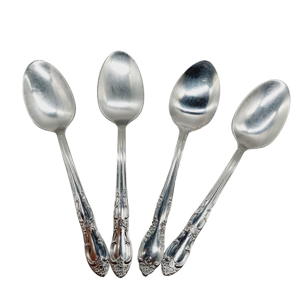 Oneidacraft Venus Stainless Glossy Flatware Lot of 4 Dinner Spoons 7"